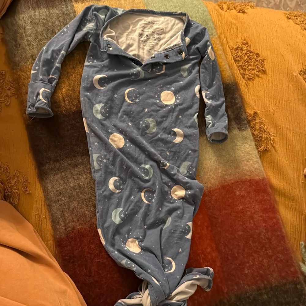 Sweet Bamboo OSFA Tie Nightgown with Moons and Stars